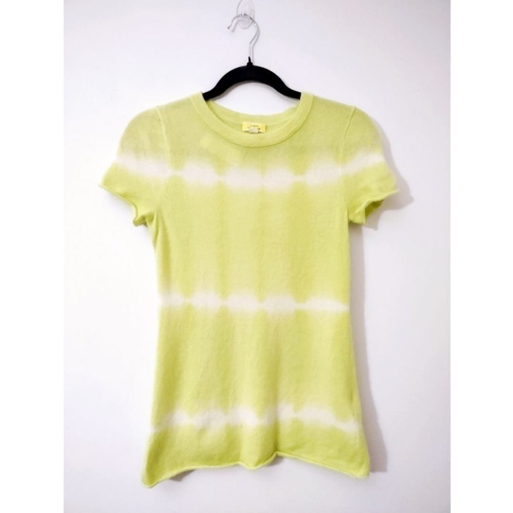 J.Crew 100% Cashmere Short Sleeve Sweater Women’s Small Green Tie Dye